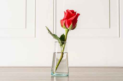 Moroccan Cone Champagne Glasses - Set of 6, handblown from recycled wine bottles, featuring unique organic shapes and bubbles, packaged in Moroccan gift sets.