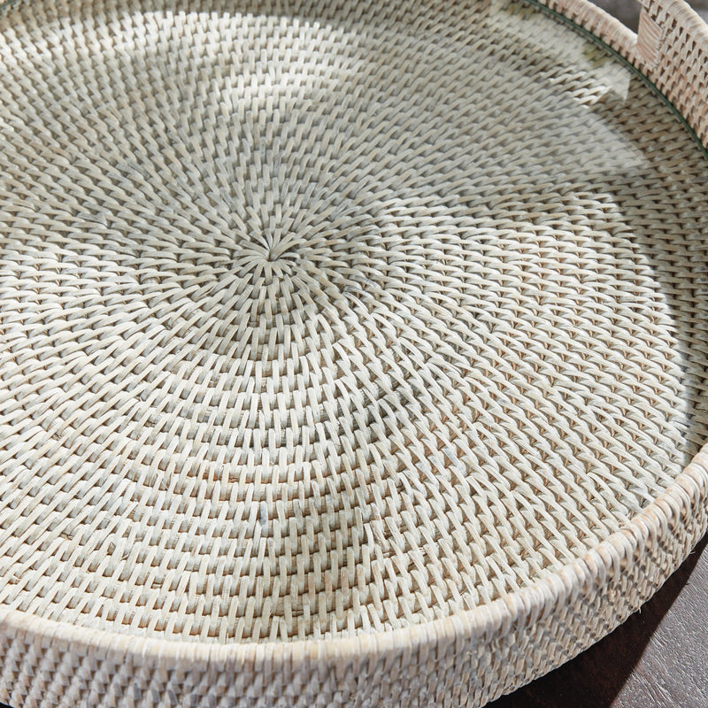 Napa Home & Garden | Burma Rattan Round Serving Tray Large, White
