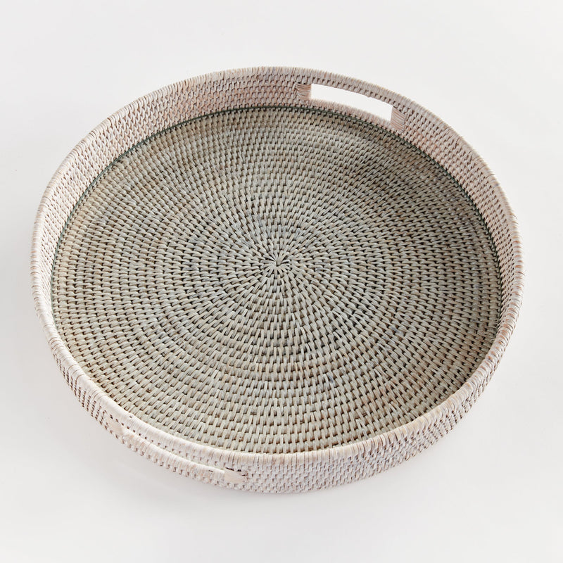 Napa Home & Garden | Burma Rattan Round Serving Tray Large, White