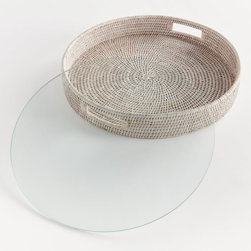 Napa Home & Garden | Burma Rattan Round Serving Tray Large, White