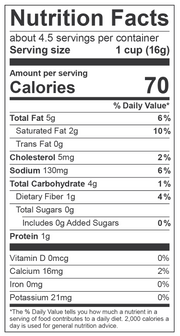 Close-up of Poppy's White Cheddar popcorn nutrition label, highlighting the product's gluten-free and savory snack appeal.