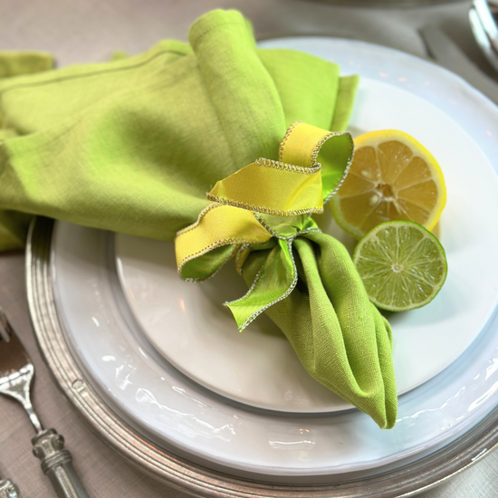 Arte Italica & Crown Linen Designs | Washed Linen Napkin - Evergreen