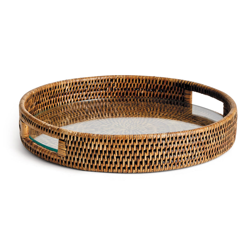 Napa Home & Garden | Burma Rattan Round Serving Brown Tray, Large