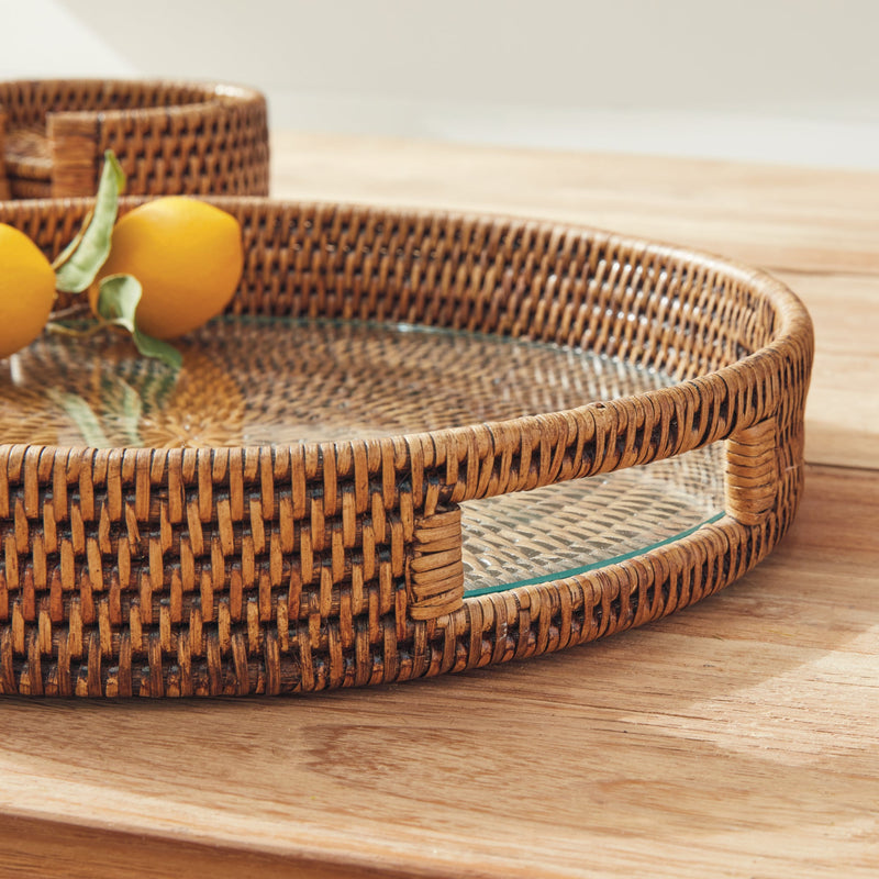 Napa Home & Garden Burma Rattan Round Serving Tray Large, ideal for elegant home entertaining, reflecting Athens Cooks' dedication to quality kitchen and dining essentials.