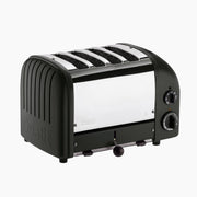Dualit | 4 Slice Classic Toaster, Matt Black with four slots, lever, and side dials for browning and energy-efficient slot selection, ideal for kitchen enthusiasts.