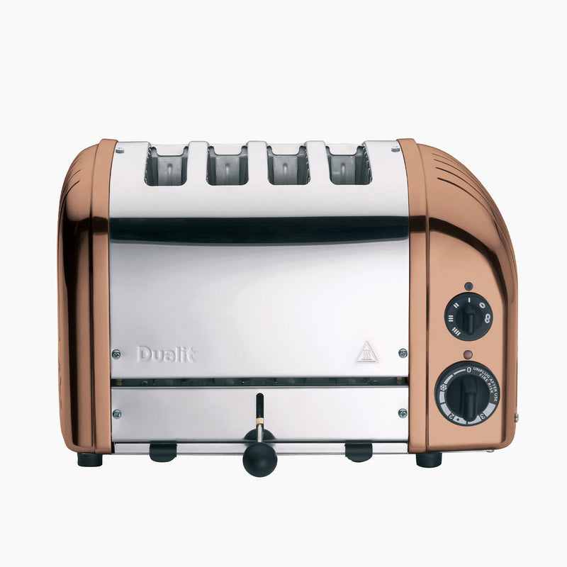 Dualit | 4 Slice Classic Toaster, Copper, featuring adjustable browning controls, defrost setting, and handcrafted ProHeat® elements for versatile and efficient toasting in your kitchen.