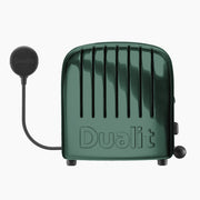 Dualit | 2 Slice Classic Toaster, Evergreen with ProHeat® elements, features a control knob, lever, and detachable power lead. Ideal for bagels and frozen bread.