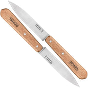 Opinel | No.102 Carbon Paring Knives with 3.75-inch carbon-steel blades and beech-wood handles, ideal for precise cutting of fruits and small vegetables. Set of 2.