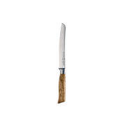 Messermeister | Oliva Elite Reverse Scalloped Utility Knife, 6 inches, featuring a stainless-steel blade and elegant wooden handle, ideal for precise slicing of breads and citrus.