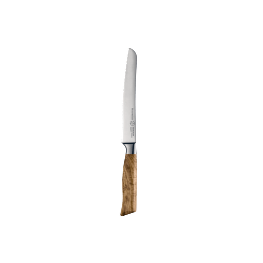 Messermeister | Oliva Elite Reverse Scalloped Utility Knife, 6 inches, featuring a stainless-steel blade and elegant wooden handle, ideal for precise slicing of breads and citrus.