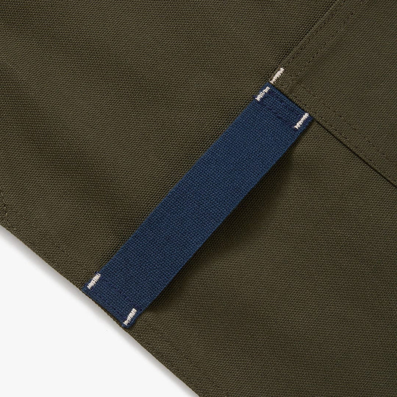 Hedley & Bennett All Day Crossback Apron, Olive Green, Navy Straps — apron detail
