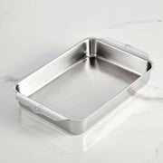Hestan Provisions | OvenBond Tri-Ply Bakeware - Medium Rack Only: A durable stainless-steel roasting pan with integral handles, ideal for even heat distribution and versatile baking.