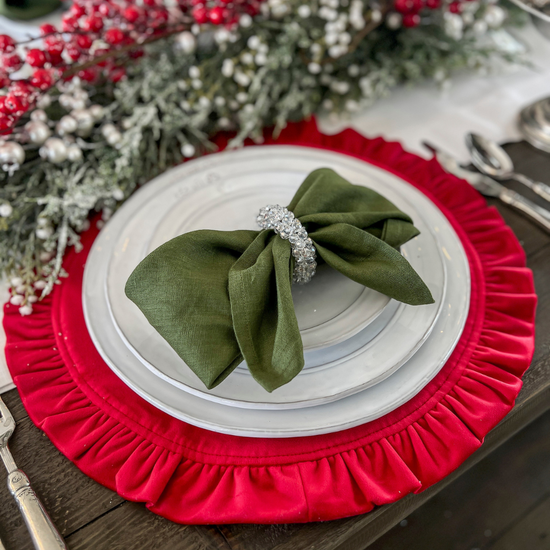 Arte Italica & Crown Linen Designs | Round Ruffle Velvet Placemat, Harvest Gold