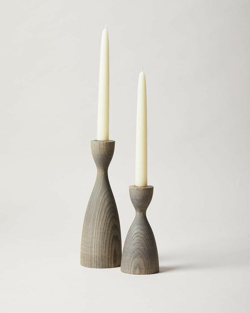 Farmhouse Pottery Pantry Candlesticks - Medium - Natural, handcrafted from American ash wood with brass insert, showcasing timeless elegance and modern design for sophisticated table settings.