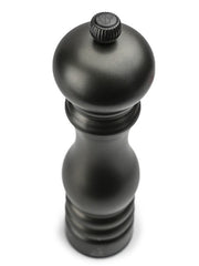 Peugeot | Paris Chef u'Select Pepper Mill, Carbon, 9 inches – A matte-black pepper grinder with a twist top for selecting precise grind settings.