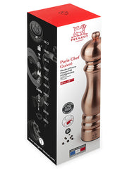 Peugeot | Paris Chef u'Select Pepper Mill, Copper, 9 inches, features ergonomic design, lifetime grinding mechanism, and adjustable grind settings. Made in France.
