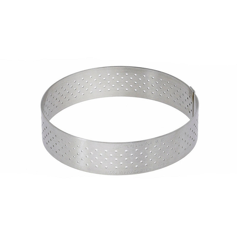 de Buyer | Perforated Tart Ring - 4 made of durable stainless steel, designed for perfect heat distribution and crispy tart crusts, ideal for home baking.