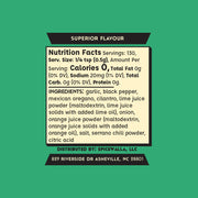 Spicewalla | Pescado Verde seasoning blend label showing nutrition facts and ingredients, highlighting garlic, citrus, and herbs for enhancing grilled fish dishes with a fresh salsa verde flavor.