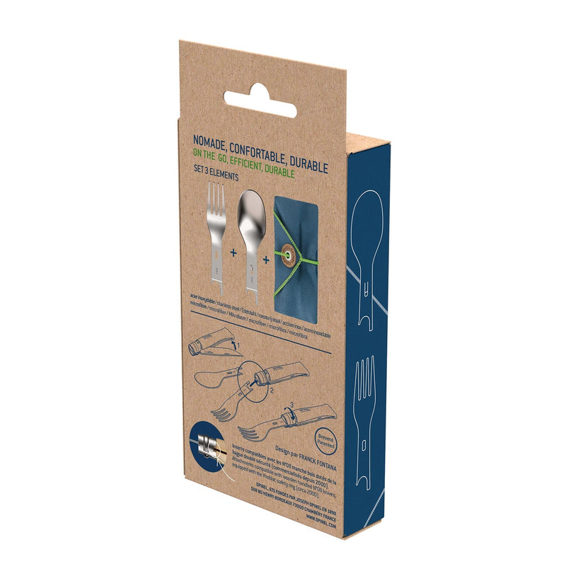 Opinel | No 8 Carbon Steel Folding Knife, Picnic Cutlery+ Set