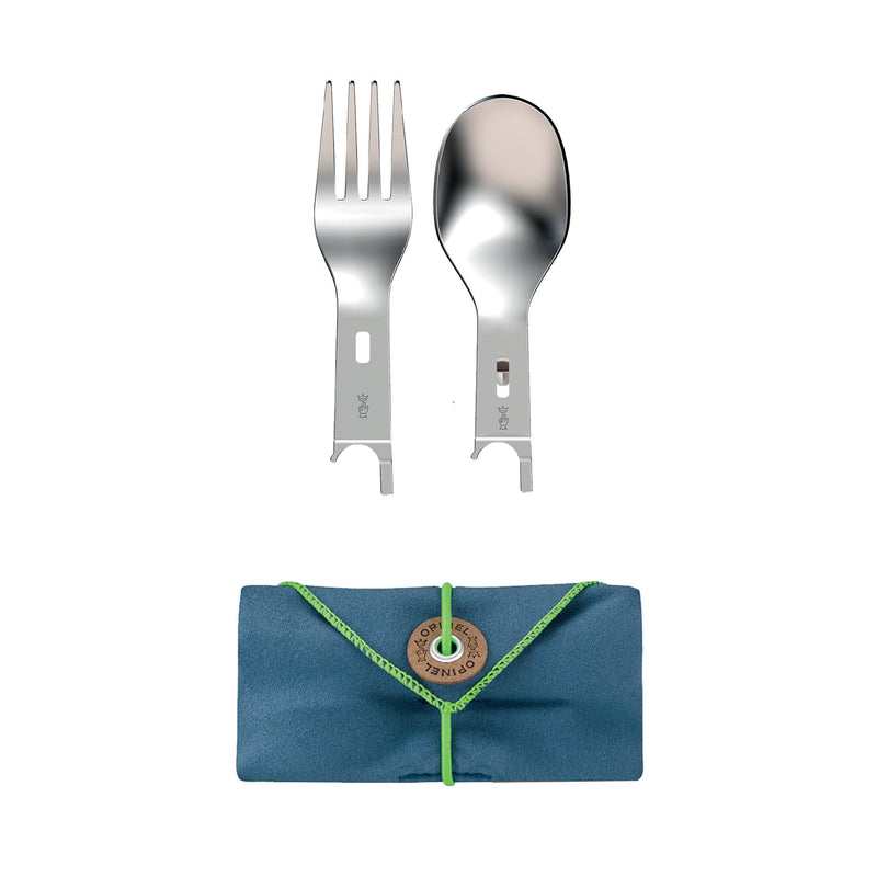 Opinel | No 8 Carbon Steel Folding Knife, Picnic Cutlery+ Set