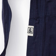 Hedley & Bennett Pinafore Apron, Blueberry Blue, fabric and construction detail
