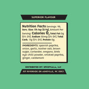 Spicewalla | Piri Piri seasoning blend label detailing nutrition facts and a flavorful Portuguese-inspired ingredient list, ideal for enhancing traditional recipes or roasted chicken.