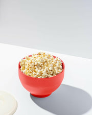 W&P Popcorn Popper Silicone Reusable Maker - Personal Mini Red, collapsible bowl for microwave popcorn, includes lid for measuring, dishwasher-safe, ideal for space-saving kitchen use.