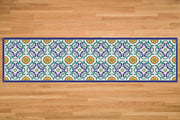 Etú HOME | Positano B Italian Vinyl Rug features a colorful, intricate pattern. Perfect for enhancing kitchen spaces with Italian-inspired, water-resistant, and anti-slip design.