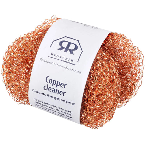 Redecker Copper Pot Scrubber (Set of 2) in packaging, ideal for gently cleaning cookware and more, available at Athens Cooks kitchen store.