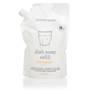 Common Good | Dish Soap Refill Pouch, Bergamot: 34 fl oz pouch with screw-cap spout, gentle on hands, cuts grease, sulfate- and paraben-free, plant-based formula.