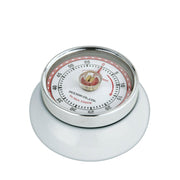 Zassenhaus Retro Kitchen Timer - White, featuring a sleek steel design with a user-friendly dial for up to 60 minutes, ideal for culinary enthusiasts.