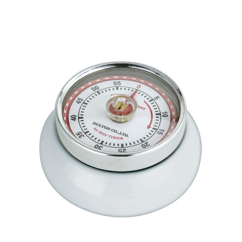 Zassenhaus Retro Kitchen Timer - White, featuring a sleek steel design with a user-friendly dial for up to 60 minutes, ideal for culinary enthusiasts.
