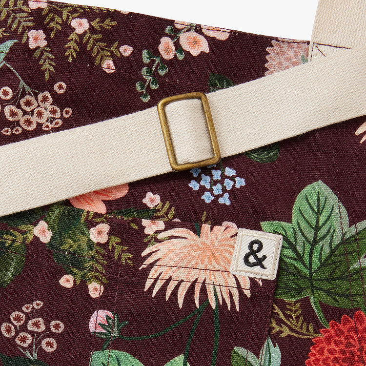 Hedley & Bennett Rifle Paper Co. Essential Apron, Burgundy Dahlia — construction detail