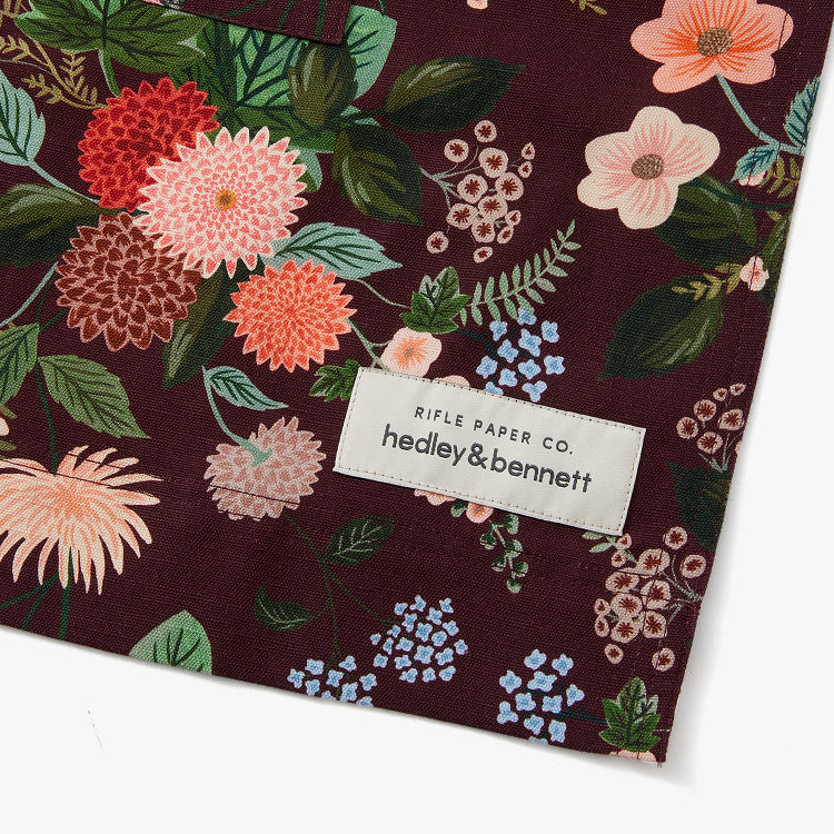 Hedley & Bennett Rifle Paper Co. Pinafore Apron, Burgundy Dahlia — additional product detail