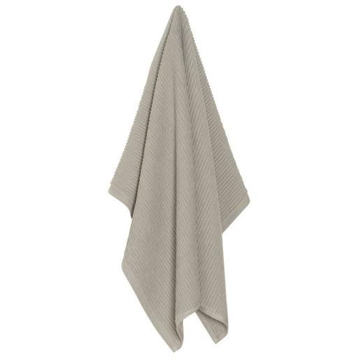 Danica | Ripple Dishtowel - London Gray, hanging on a hook, showcasing its textured softness and absorbency, ideal for enhancing your kitchen experience.