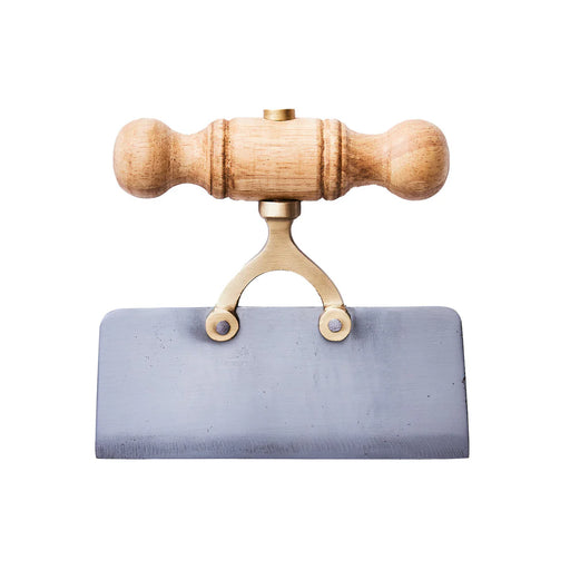 Sir|Madam | Straight-Edge Scullery Chopper, a flat metal blade with wooden handle, ideal for slicing butter, cheese, and scraping dough in the kitchen.