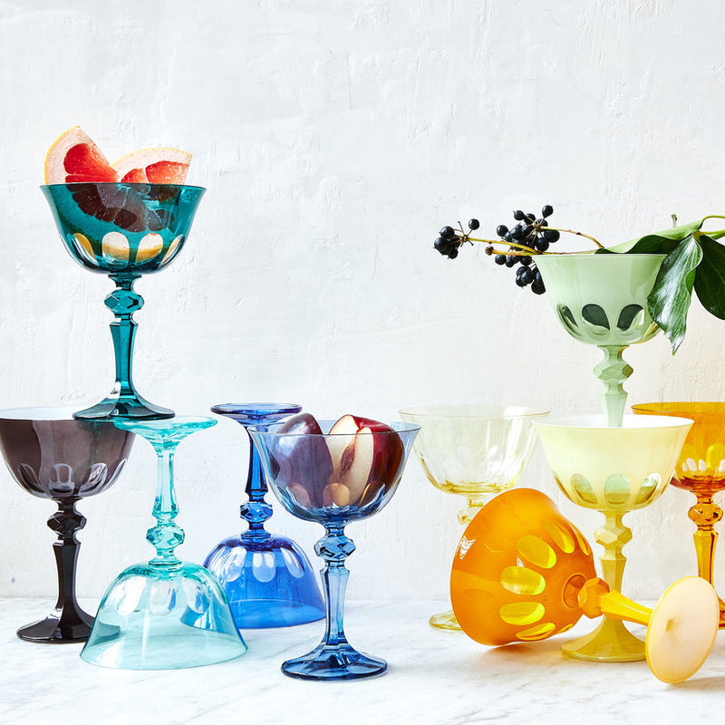 Sir|Madam | Rialto Glass Coupe, Thistle, Light Blue, Set of 2