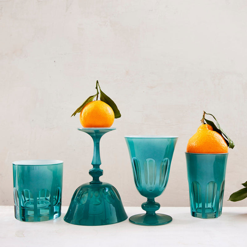 Sir|Madam | Rialto Glass Coupe, Teal, Set of 2