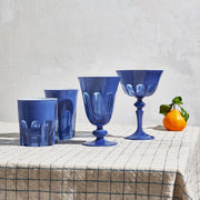 Sir|Madam Rialto Duchess glassware collection styled on a linen-draped table with a clementine