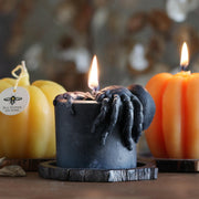 Big Dipper Wax Works | Beeswax Halloween Candles - Spider: A hand-sculpted beeswax candle featuring a spider motif, perfect for adding a spooky touch to Halloween decor.