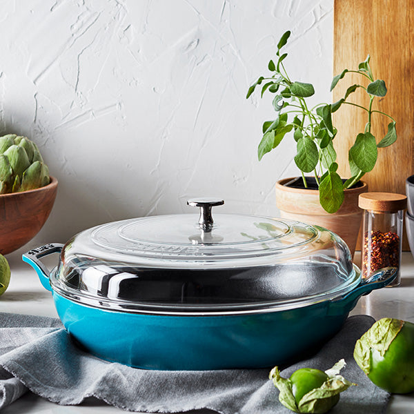Staub | 3.5 qt Cast Iron Braiser With Glass Lid - Dark Blue