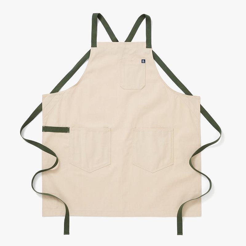 Hedley & Bennett All Day Crossback Apron, Sage White — front view