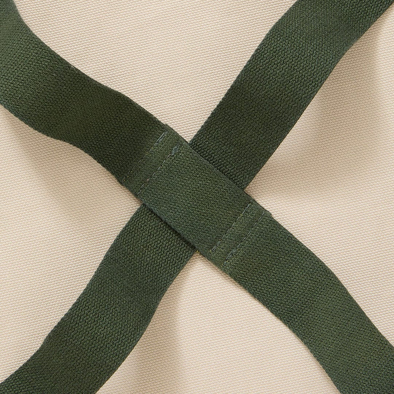 Hedley & Bennett All Day Crossback Apron, Sage White — fabric and construction detail