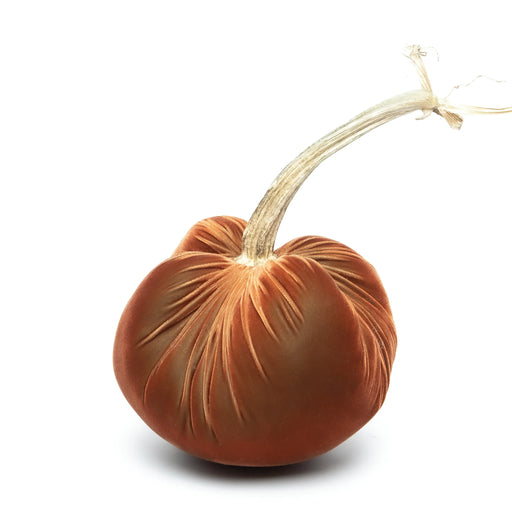 Hot Skwash | Silk Velvet Pumpkin - Bronze - Jumbo, handcrafted with a unique, naturally sourced stem, adding elegance to any decor from Athens Cooks.