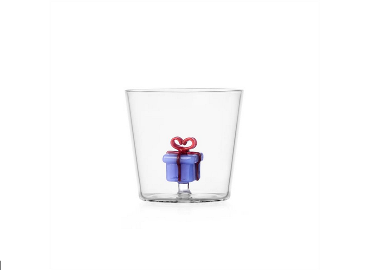 Ichendorf | Tumbler, Light Blue Gift featuring a whimsical purple gift-box base, perfect for sipping morning coffee or evening limoncello.