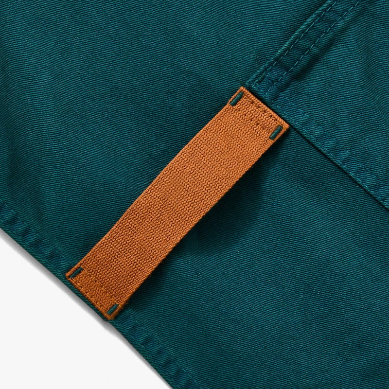 Hedley & Bennett Essential Apron, Seaweed Green — fabric and construction detail