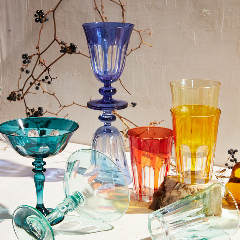 Sir|Madam | Rialto Old Fashion, Light Red Set of 2, elegant goblets on a light surface, paired with artisanal twig and wood riser accents.