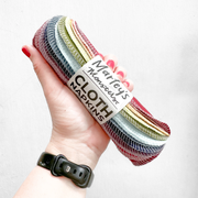 Marley's Monsters | Small Cloth Napkins - Earthy Rainbow: 12-count cotton flannel napkins, single ply with sewn edges, ideal for sustainable dining at home or in lunchboxes.