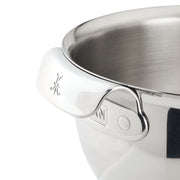Close-up of Hestan Provisions 4pc Stainless Steel Mixing Bowl Set, highlighting the durable, polished stainless-steel rim and robust side handle from Athens Cooks.