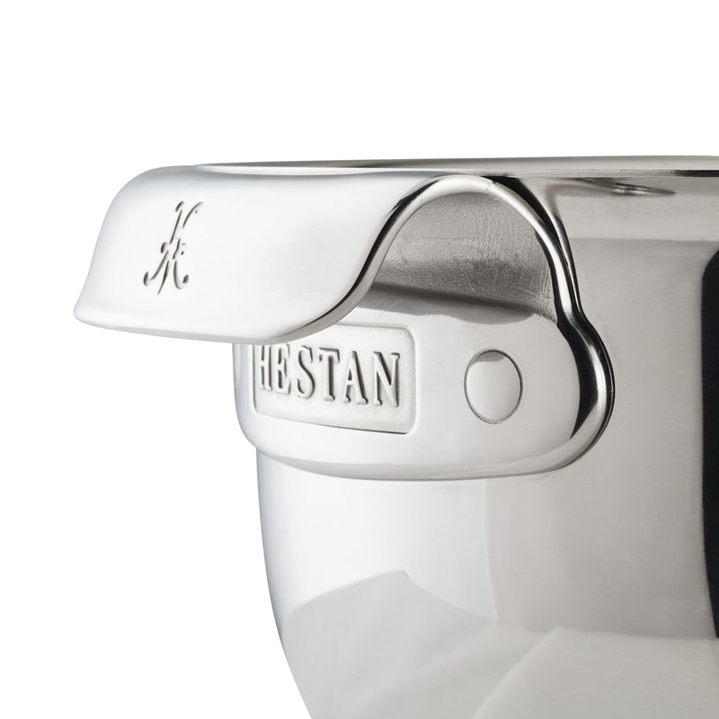 Hestan Provisions | 4pc Stainless Steel Mixing Bowl Set shown with polished stainless handle and lid, highlighting durable craftsmanship ideal for versatile cooking techniques.